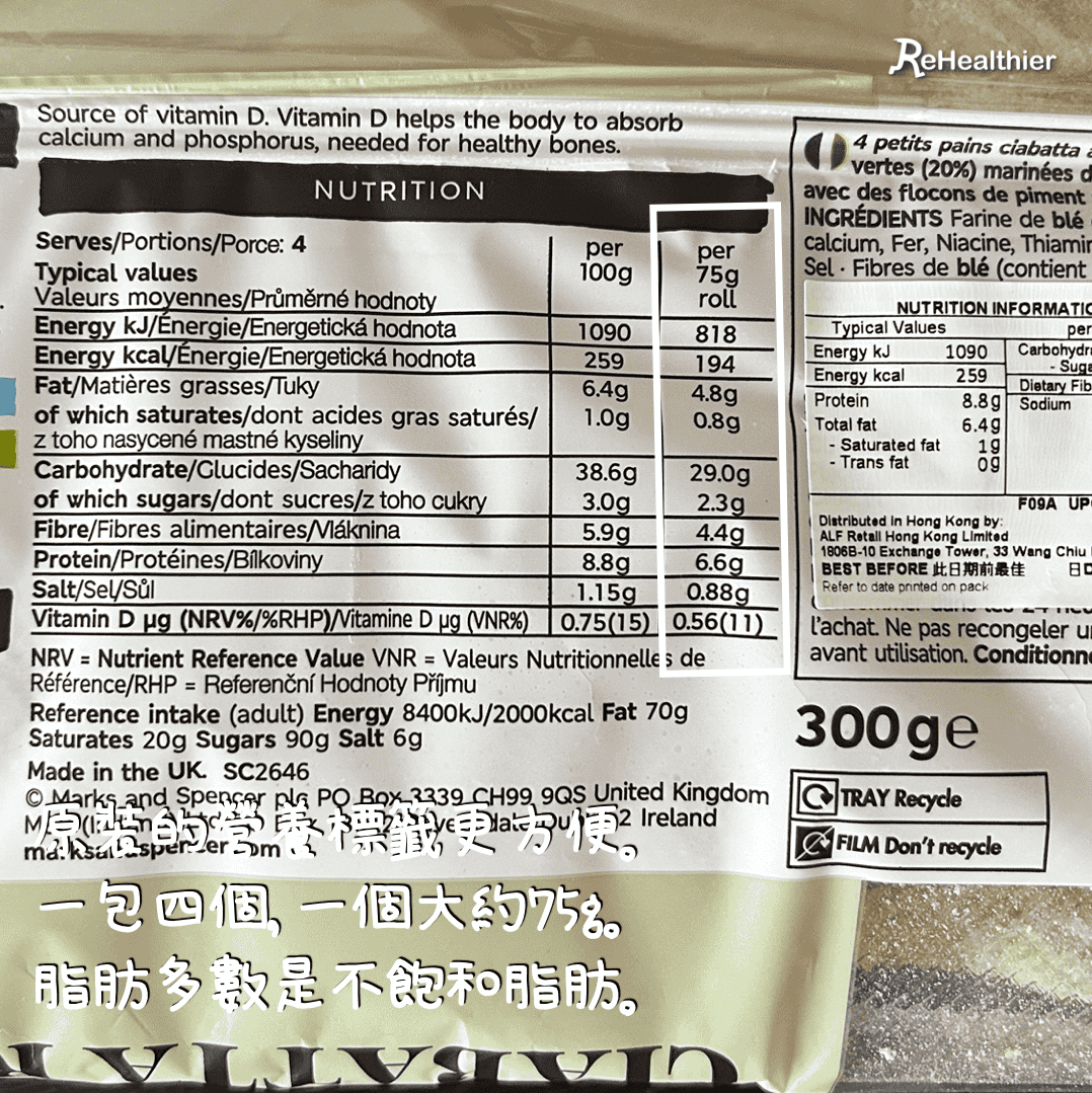 ReHealthier - 超市好物 : 馬莎 橄欖意式包 Olive Ciabatta